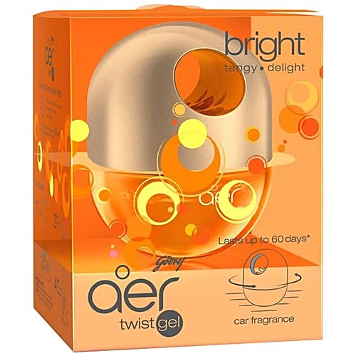 Godrej Aer Car Air Freshener - Twist Gel, Bright Tangy Delight, Spill Proof, Lasts 60 Days, 45 g